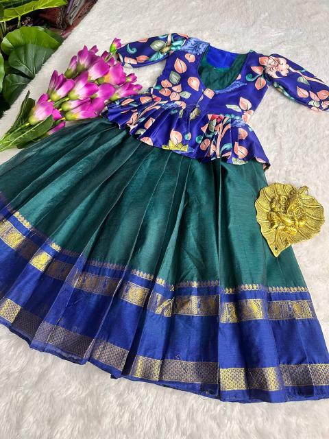 Kids COTTON gown cottan silk green Wholesale kids clothing suppliers